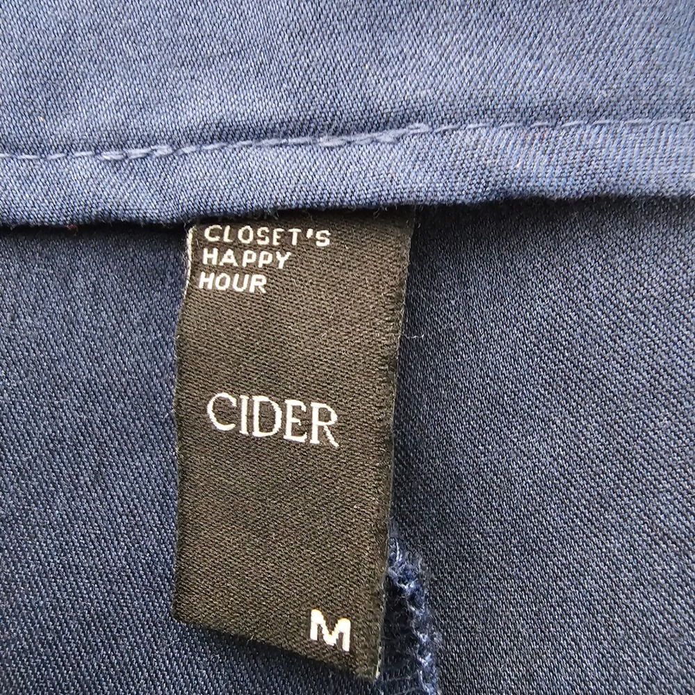 Cider Navy High Waist Wide Leg Belted Pants Criss Cross Buckle Dark Academia M - Picture 5 of 9